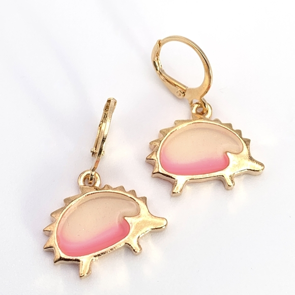 Pink Hedgehog Earrings - Picture 3 of 5